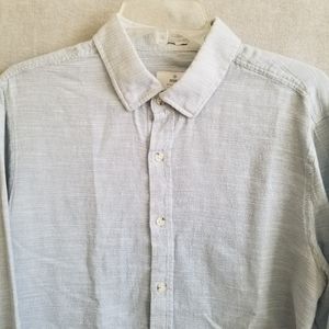 Mavi Shirt Mens Large Gray Button Up Woven‎ Long Sleeve Cotton Fitted Preppy